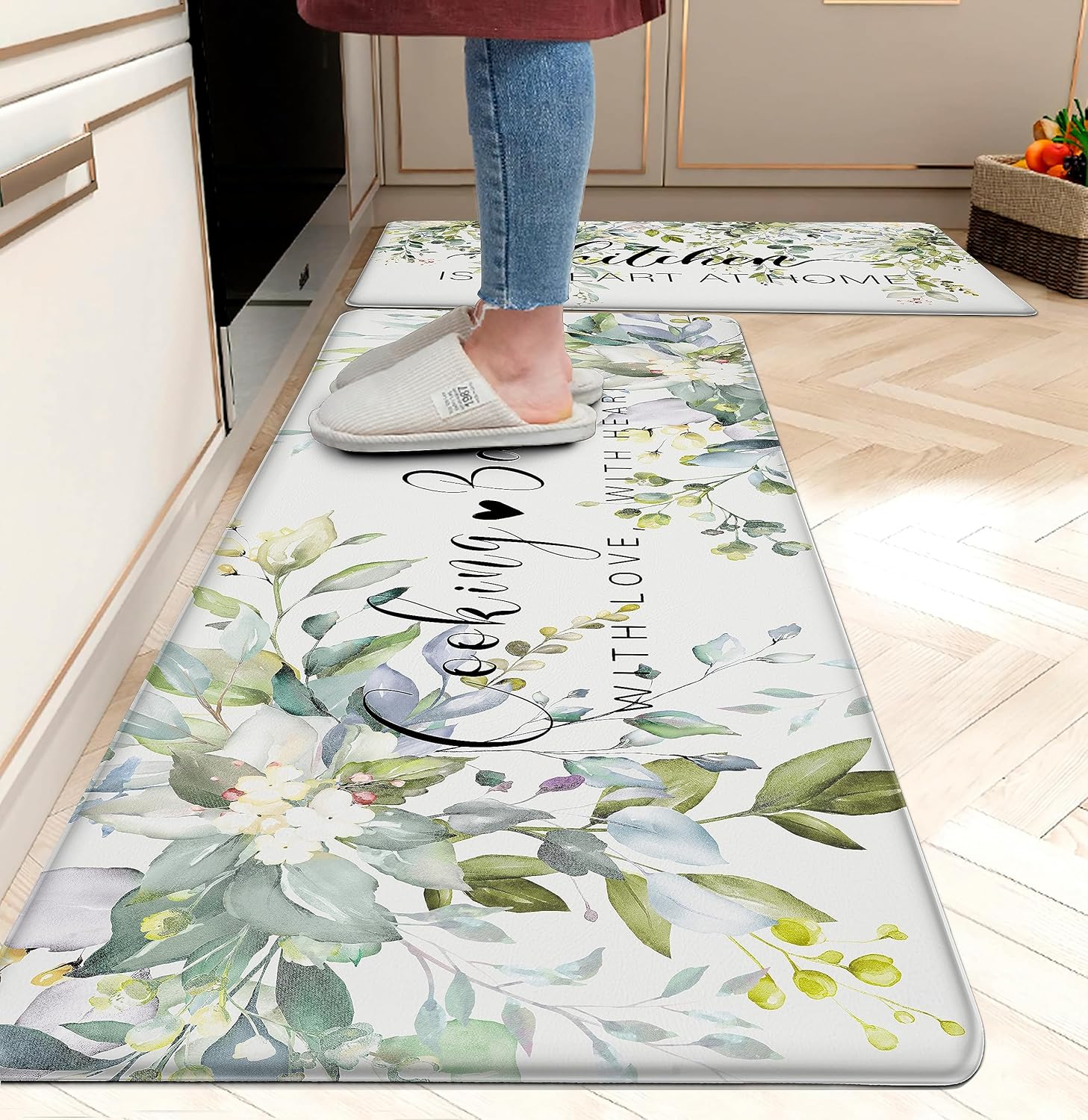weesire Green Kitchen Rug Anti Fatigue Mats for Kitchen Floor Kitchen Rugs Sage
