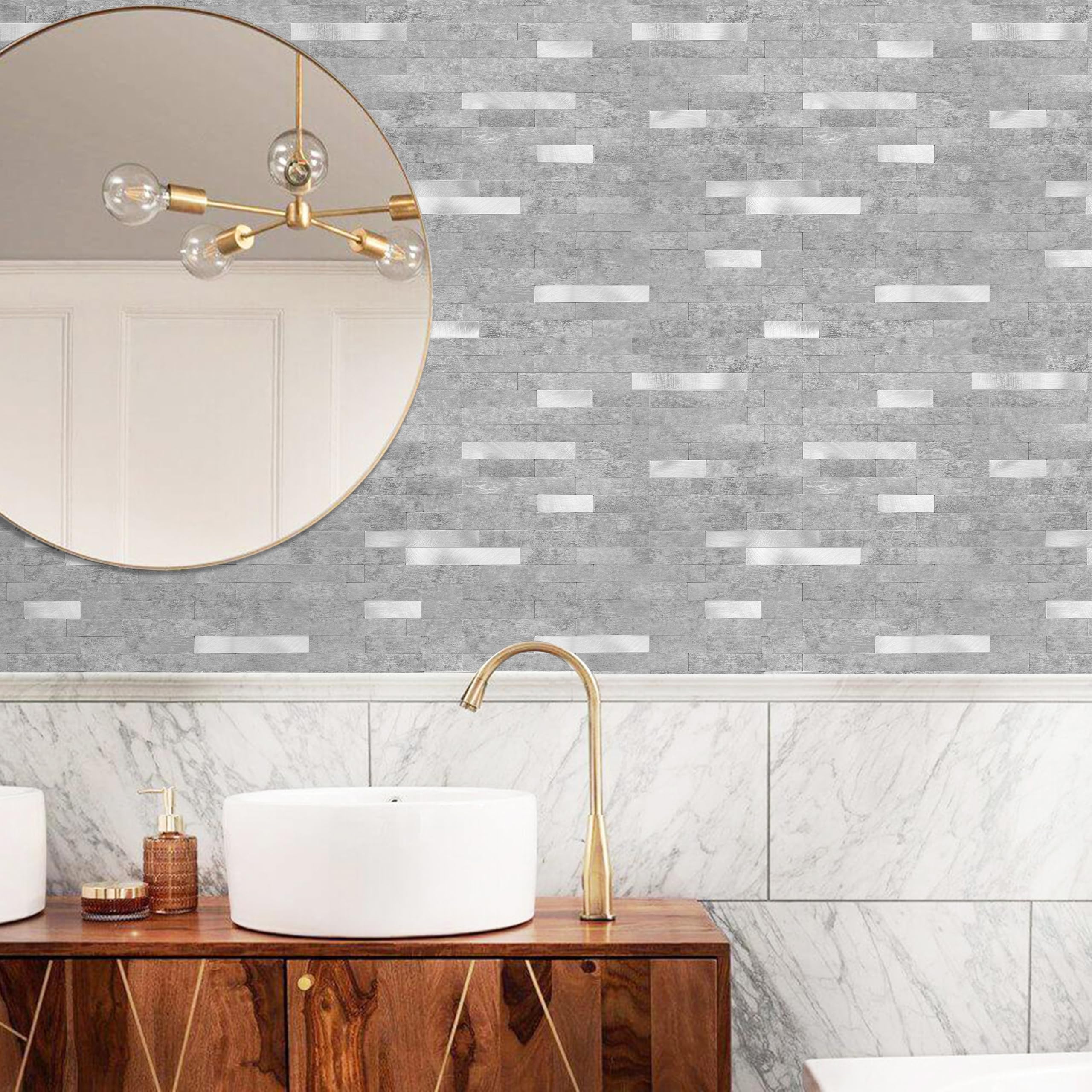 Sticker Mural Carrelage adhésif Cuisine Salle de Bain - 30 STICKERS CARREAUX DE CIMENT MARBRE BEIGE DE NEIVA - 30stickers10x10cm