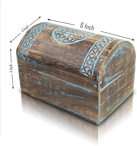 Miniatura 3 de The Great Indian Bazaar Hermosas ideas de regalo de cumpleaños caja de joyería decorativa hecha a mano con organizador de joyas celta tallado caja