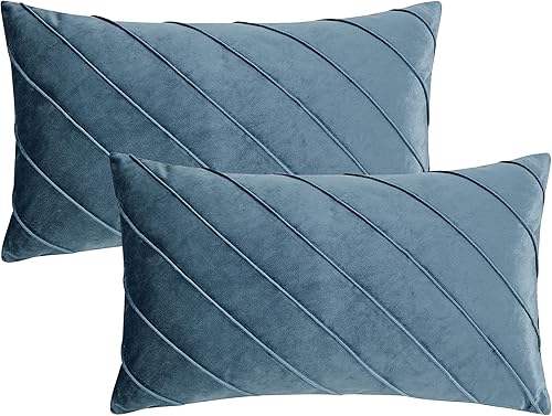 Vista 115 de GIGIZAZA Juego de 2 fundas decorativas de terciopelo de 18 x 18 pulgadas, fundas de almohada cuadradas de color verde azulado para sofá, fundas