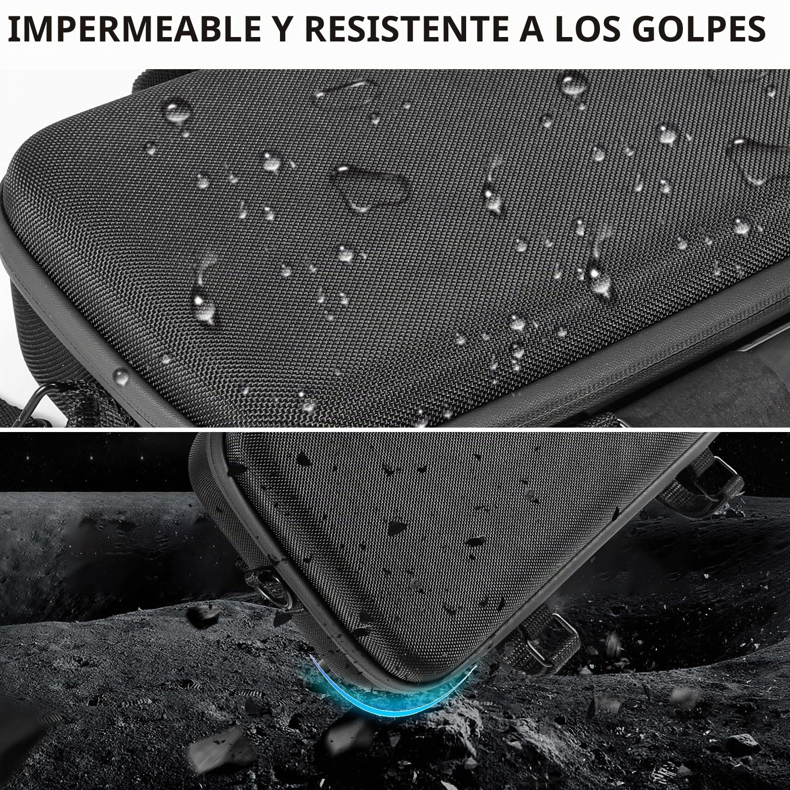 AMAZEAR Funda para Insta360 X5/X4 Air Accesorios, Bolsa Transporte Impermeable, Bolso Bandolera portátil para Insta360 X5 / X4 Air, Compatible con Palo Selfie 3M 9,8ft, Totalmente Negro, Grande