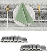 Vista 150 de Leetaltree - Juego de 6 manteles individuales, resistentes al calor, antideslizantes, para mesa de comedor, lavables, duraderos, tejido de PVC Azul