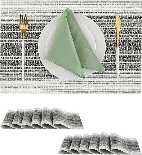 Miniatura 150 de Leetaltree - Juego de 6 manteles individuales, resistentes al calor, antideslizantes, para mesa de comedor, lavables, duraderos, tejido de PVC Azul