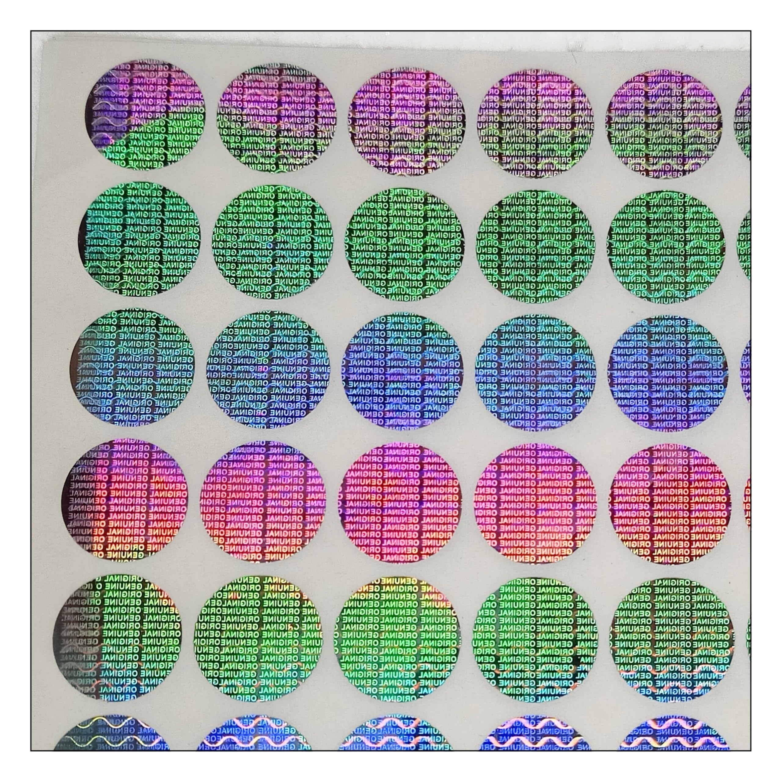 Elysian Original Genuine Silver Reflective Round Hologram Stickers (23mm) | Security Seals for Office and Document Protection – 5 Sheets(180 Stickers)