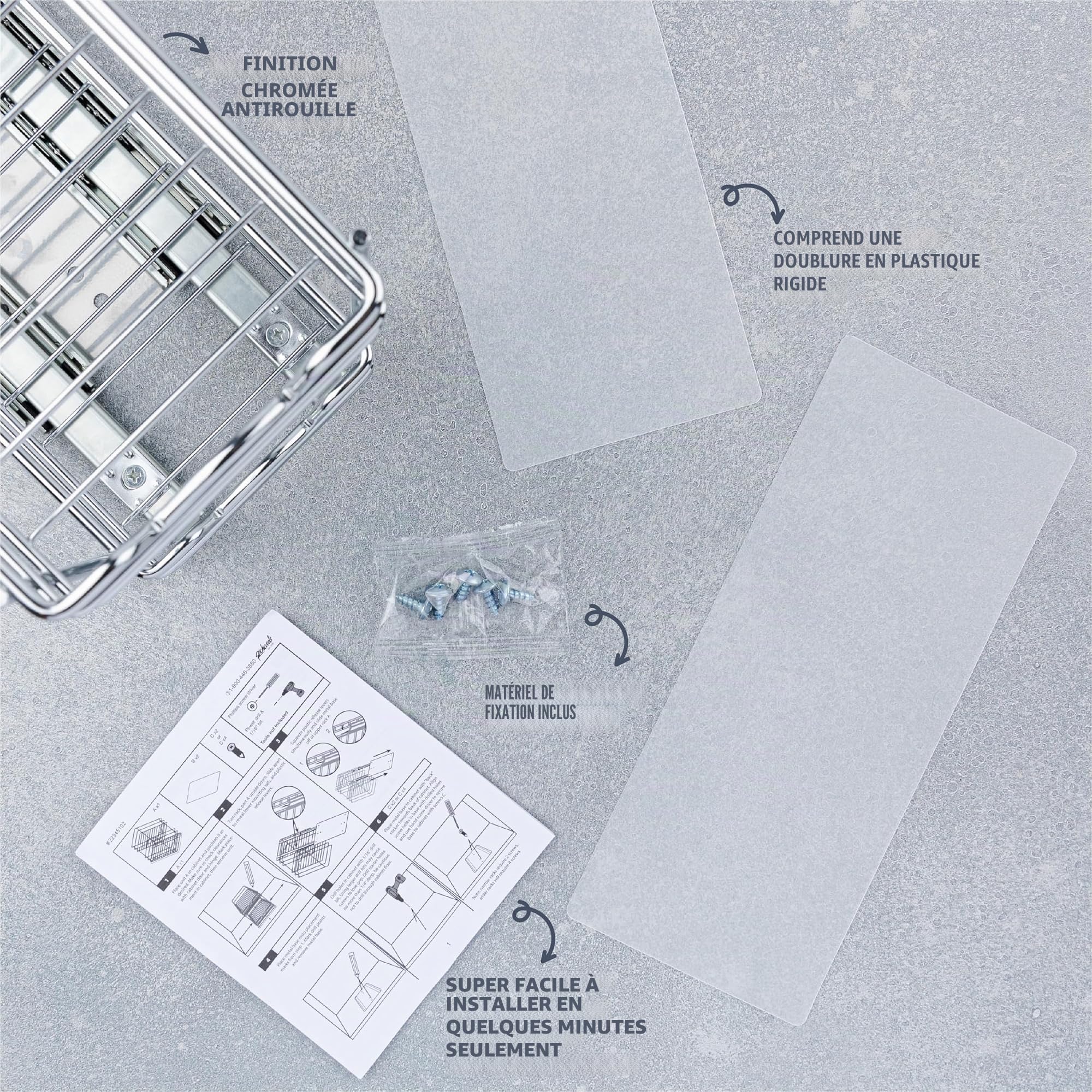HOLDN’ STORAGE Étagère à épices pour armoire, robuste – Étagère à épices amovible – Organisation des épices 11,4 cm L x 26,4 cm P x 22,4 cm H – Étagères à épices pour armoires intérieures et