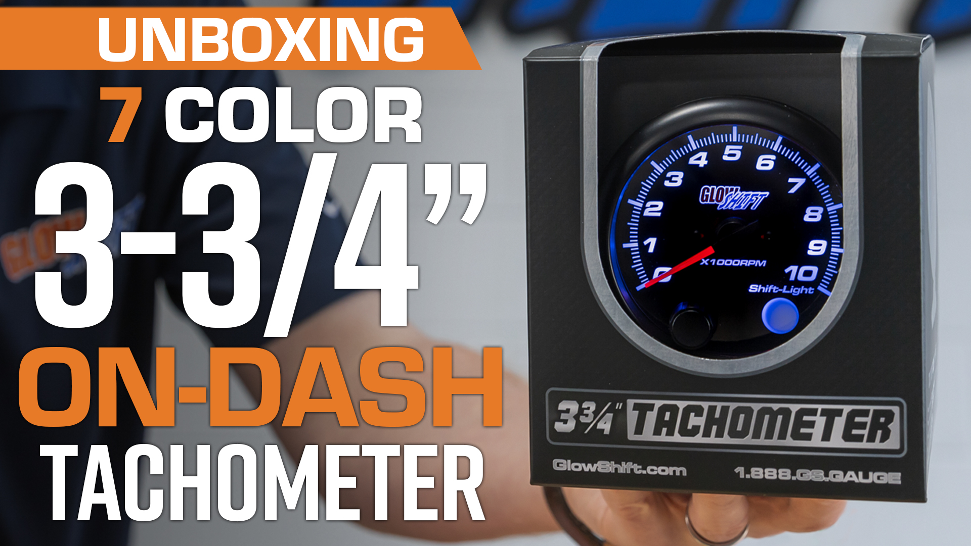 GlowShift 7-Color Tinted Tachometer Gauge - 10,000 RPM With Shift Light For Gas Engines