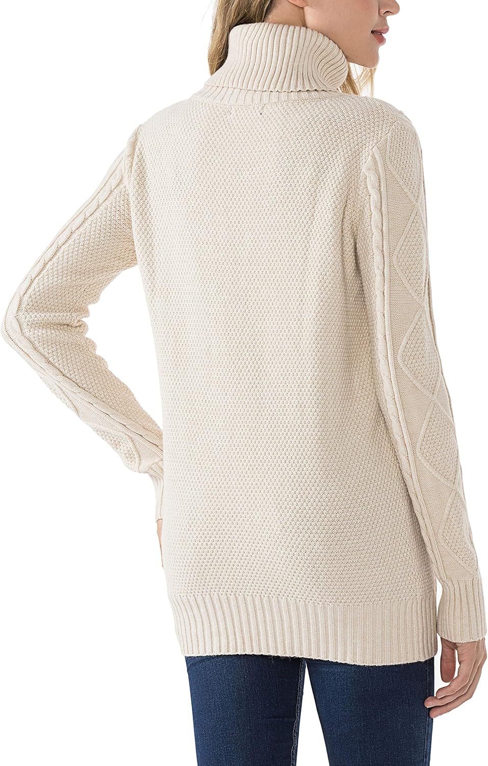 PrettyGuide Women's Long Sweaters Turtleneck Plus Size Cozy Cable Knit Tunic Sweater Tops - Image 6