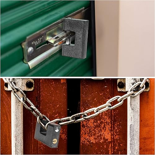 Miniatura 6 de Kurtzy Candado resistente con 4 llaves  Cerradura monobloque de acero macizo endurecido  Grillete de 0.472 in de grosor  Cerradura protectora para