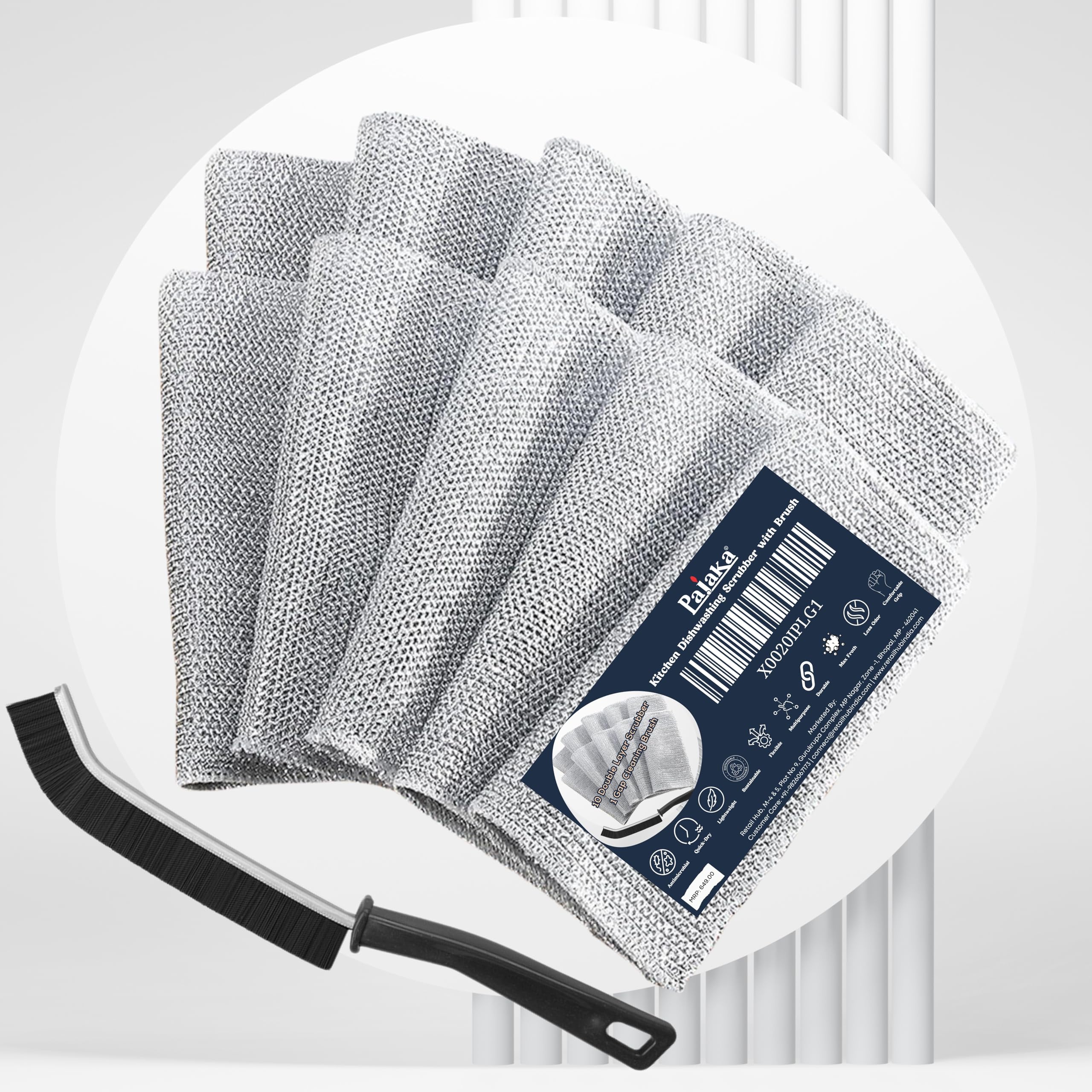 Pack of 10 Dish Washing Rag (Single Layer) with Gap Cleaning Brush-image-29