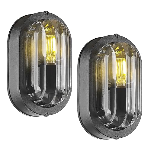 FEMILA 8.5" Oval Bulkhead Light, Modern Exterior Wall Sconce, 2