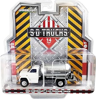 1982 Chevy C-60 Propane Truck Armstrong Propane Co. White Cab with Silver Tank S.D. Trucks Series 14 1/64 Diecast Model by Greenlight 45140 B