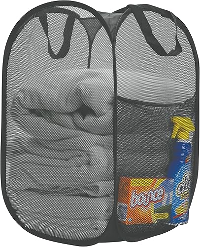 Miniatura 9 de Cesta de malla de alta resistencia para ropa sucia, artículos esenciales para el hogar y la universidad, color azul marino (14 x 14 x 24 pulgadas)