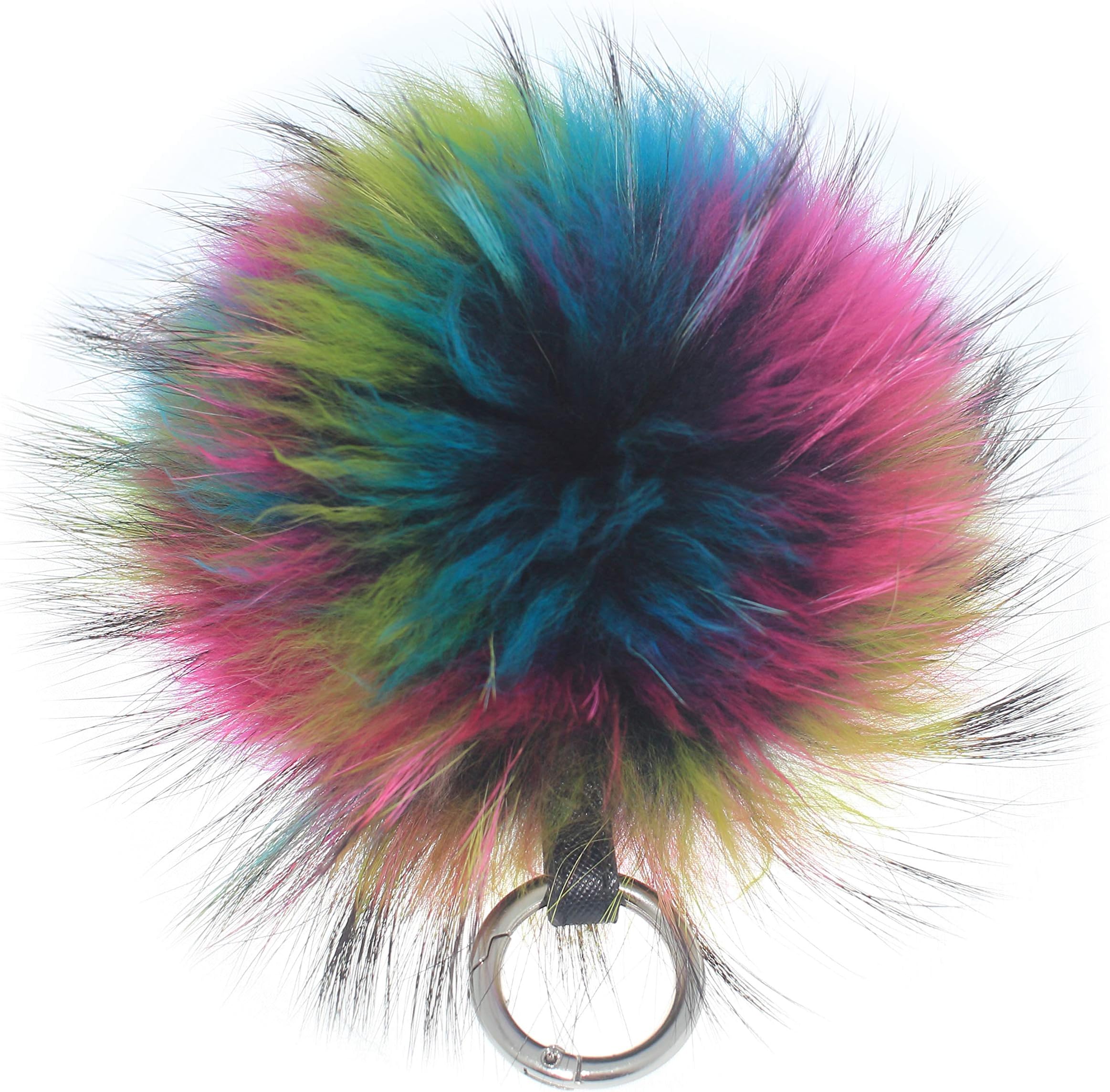 Large Genuine Raccoon/Fox Fur Pom Keychain Bag Charm Fluffy Fur Ball