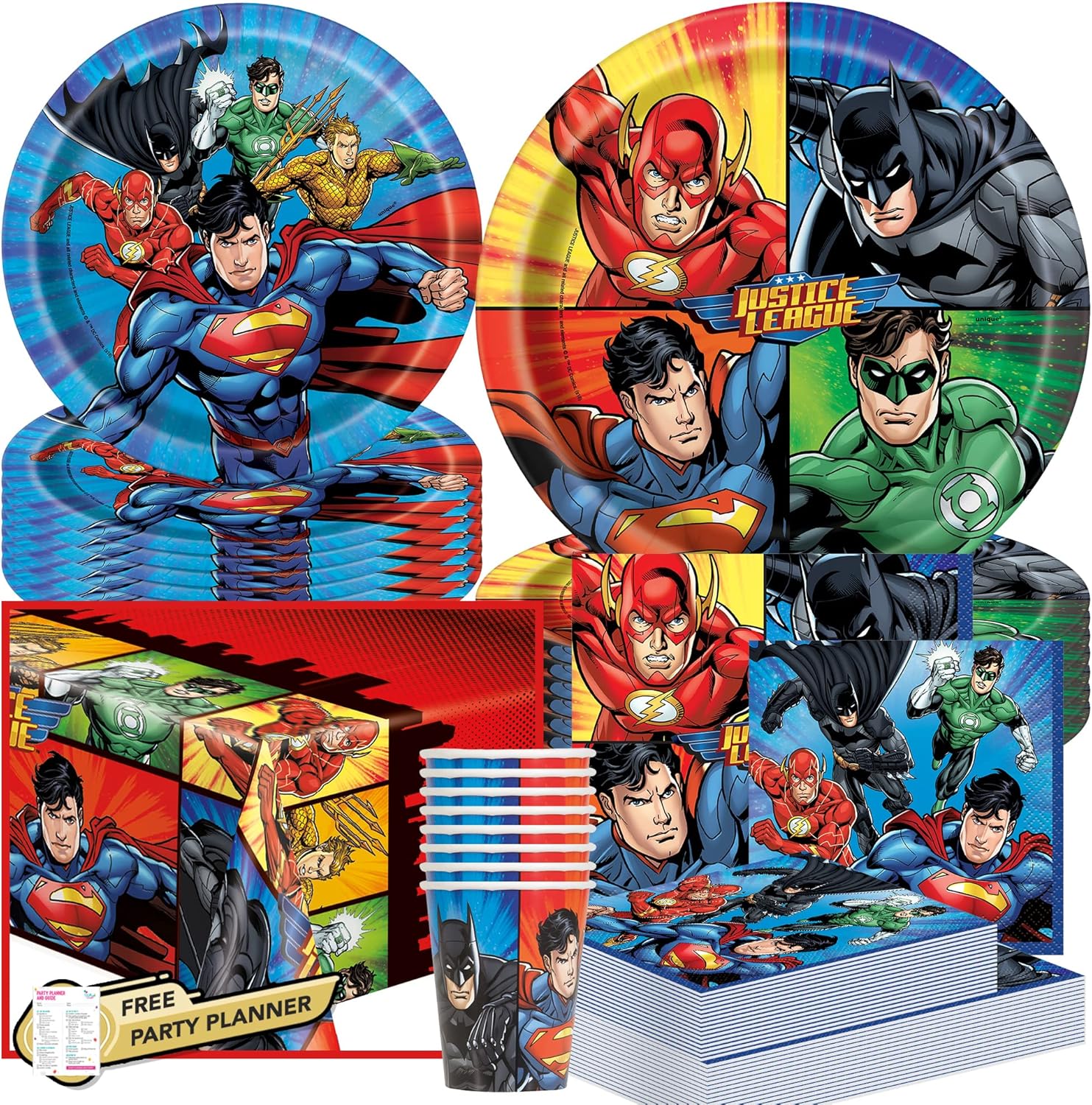 Unique Justice League Party Dinnerware Bundle for 8 Guests