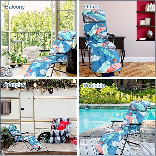 Miniatura 5 de Kigley Juego de 2 cojines para tumbona de 67 x 21 pulgadas, cojines para sillas de descanso para banco exterior, muebles de exterior, tumbonas,