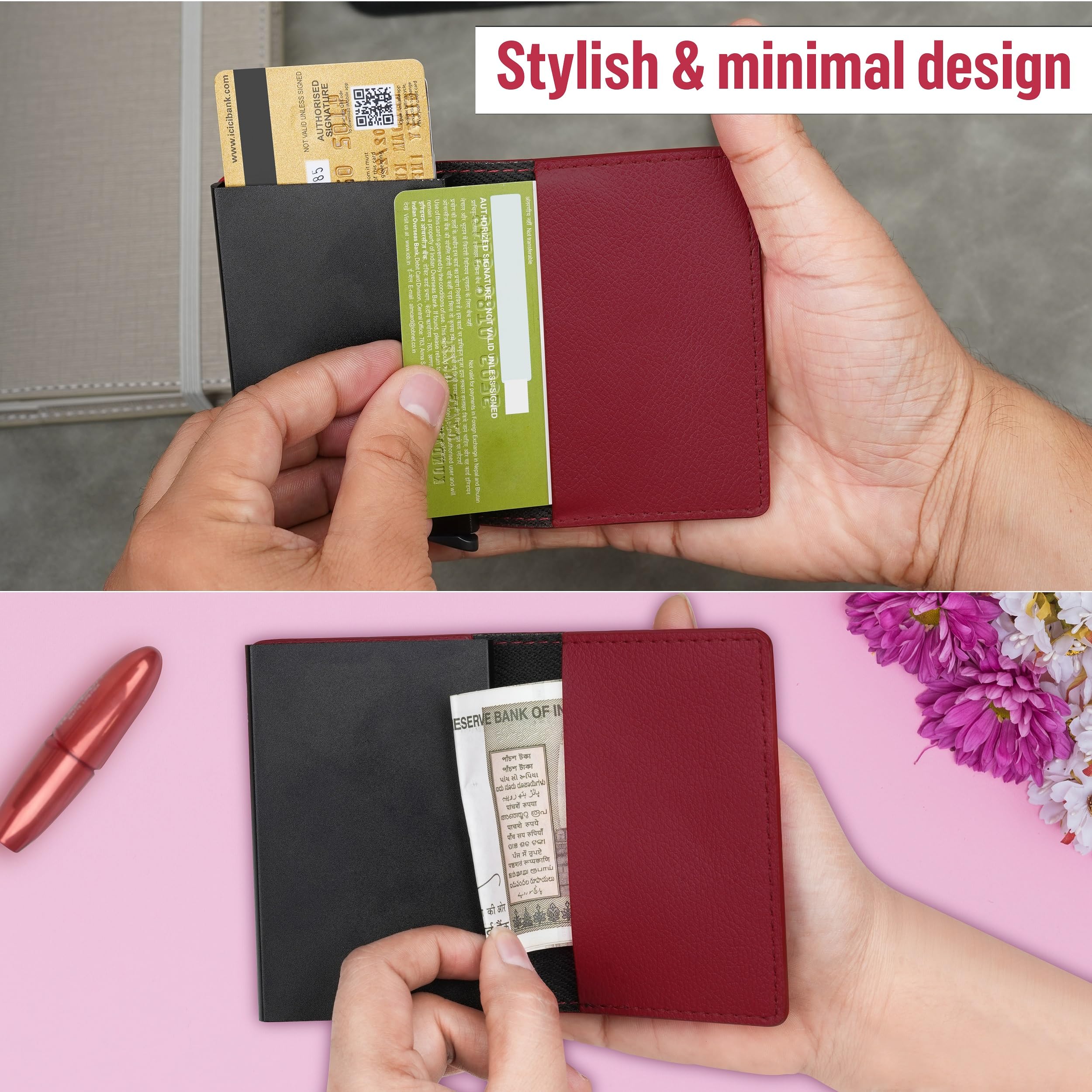 The Wallet Store Vivid Vault RFID Protected Metal Cardholder - Maroon