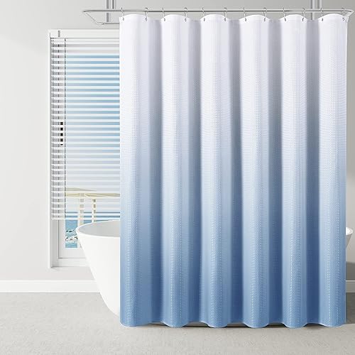 Miniatura 21 de Cortina de ducha de 78 pulgadas de largo, tela texturizada, cortinas de baño marrones, cortinas de poliéster degradado para baño, cortina de ducha