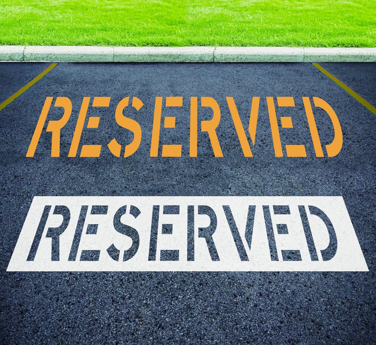 Reserved Stencil 12" Letters, Foldable Silicone Reusable Stencil for Parking Lot Line Painting, Pavement, Asphalt & Concrete Marking Template