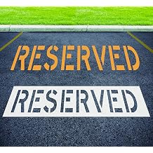 Reserved Stencil 12" Letters, Foldable Silicone Reusable Stencil for Parking Lot Line Painting, Pavement, Asphalt & Concrete Marking Template