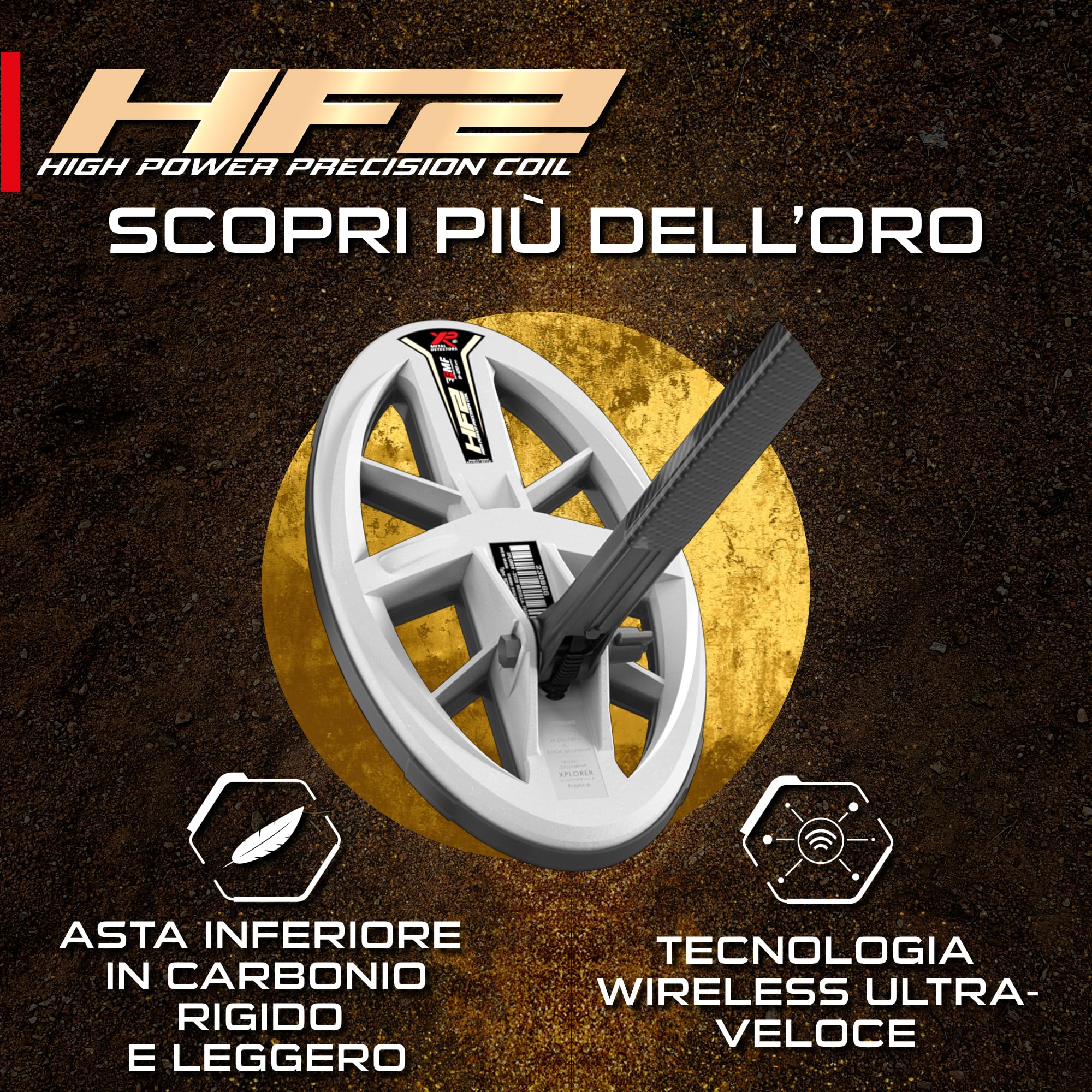 XP Metal Detectors Disco Ellittico HF2 9,5x5” FMF (24x13cm) per Rilevatori Deus II, Rilevare Più dell’Oro, Disco ad Alta Frequenza e Alta Sensibilità (DELLFMFHP)