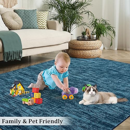 Miniatura 40 de Alfombra lavable contemporánea de 5 x 7 pies, alfombra de área grande para dormitorio, alfombra moderna, antideslizante, resistente a las manchas