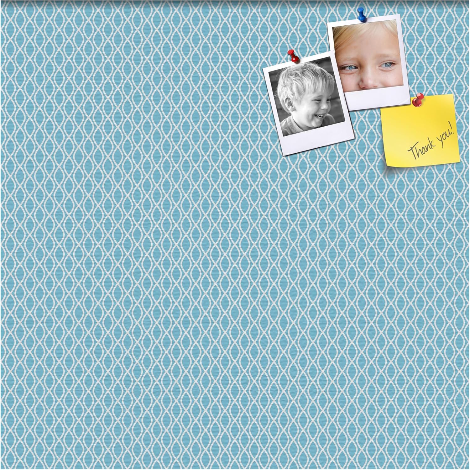 PinPix 24x24 inch Cork Bulletin Board. This Decorative Framed Pin Board Comes with Sky Blue Waves Design and a Satin Black Frame. Ideal for Home Office Decor (PinPix-245)