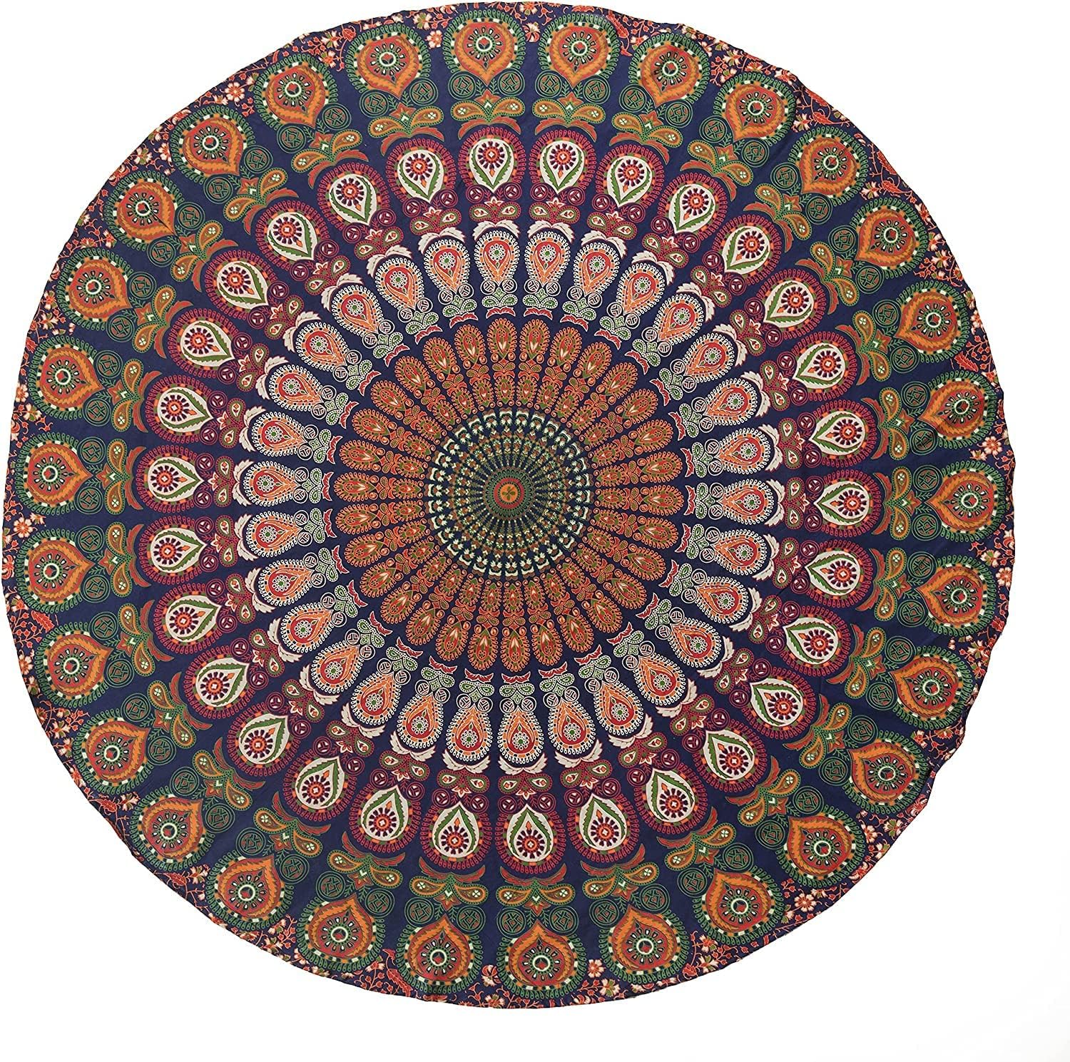 Arazzo da parete in cotone mandala pavone da appendere a parete