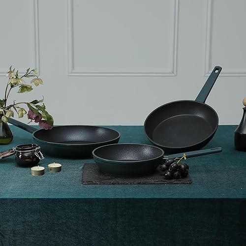 Miniatura 2 de Dr.HOWS URBAN - Sartén antiadherente con revestimiento ILAG Professional S de 9 pulgadas, color verde profundo, sartén antiadherente de aluminio,