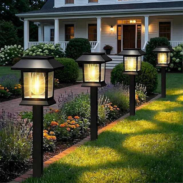 Solar garden path lights outdoor set