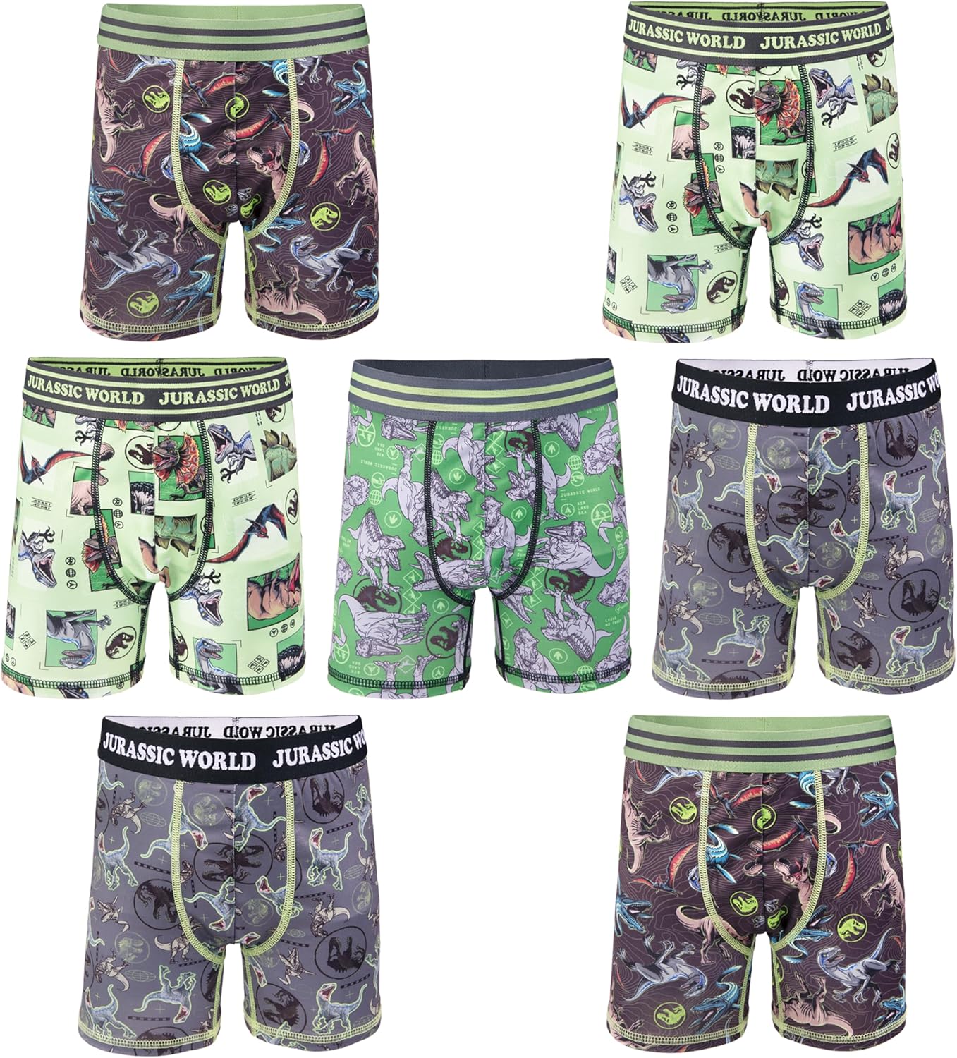 Jurassic World boys Boxer Brief Multipacks With T-rex, Raptor and Triceratops Print Options in Sizes 4, 6, 8, 10 & 12