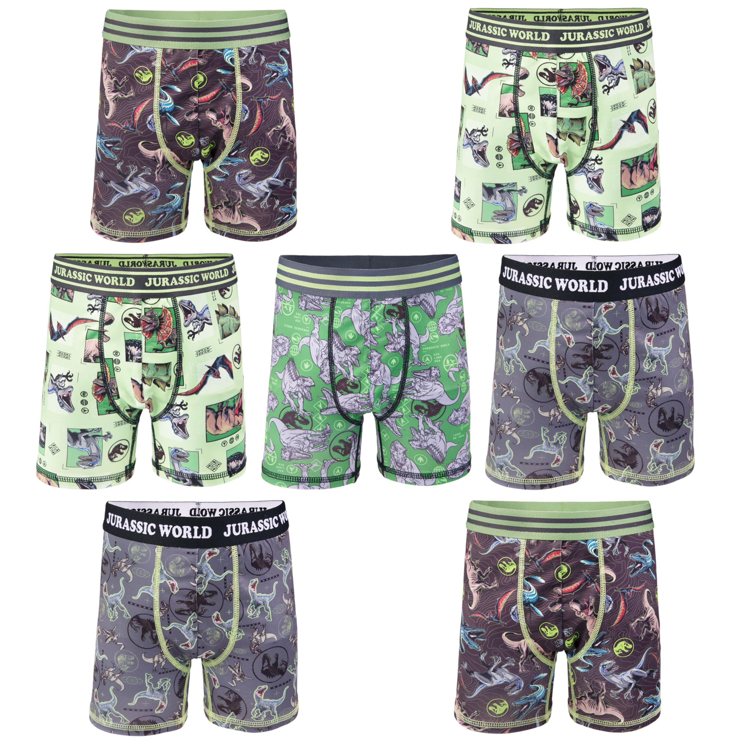 Jurassic World Boys Boxer Brief Multipacks With T-rex Raptor and Triceratops Print Options in Sizes 4 6 8