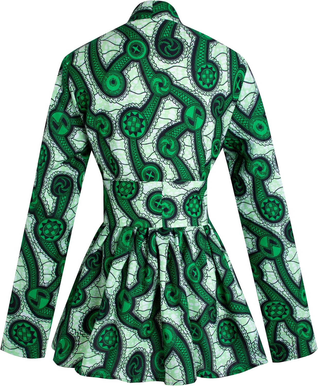 SHENBOLEN Women African Traditional Batik Print Long Sleeve Shirt Dashiki Casual Cotton Shirt