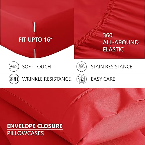 Miniatura 4 de American Home Collection Juego de sábanas de lujo de 4 piezas con bolsillo profundo microfibra extra suave sin arrugas fácil cuidado California King