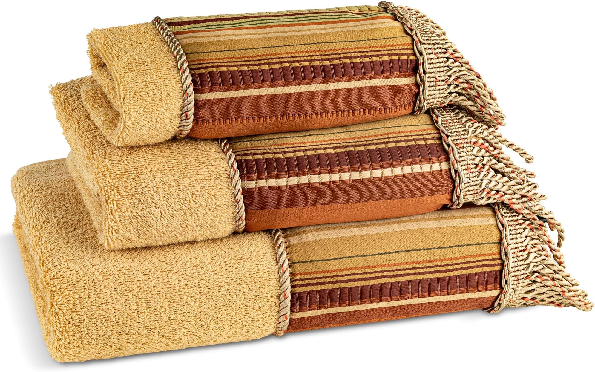 Zahari Home Contempo Modern Bathroom Towel Set - 3 Piece Set, Bath Towel, Hand Towel and Wash Towel - Classic Luxury Contemporary Decor - Beautiful Bath Ensemble - Unique Striped Pattern