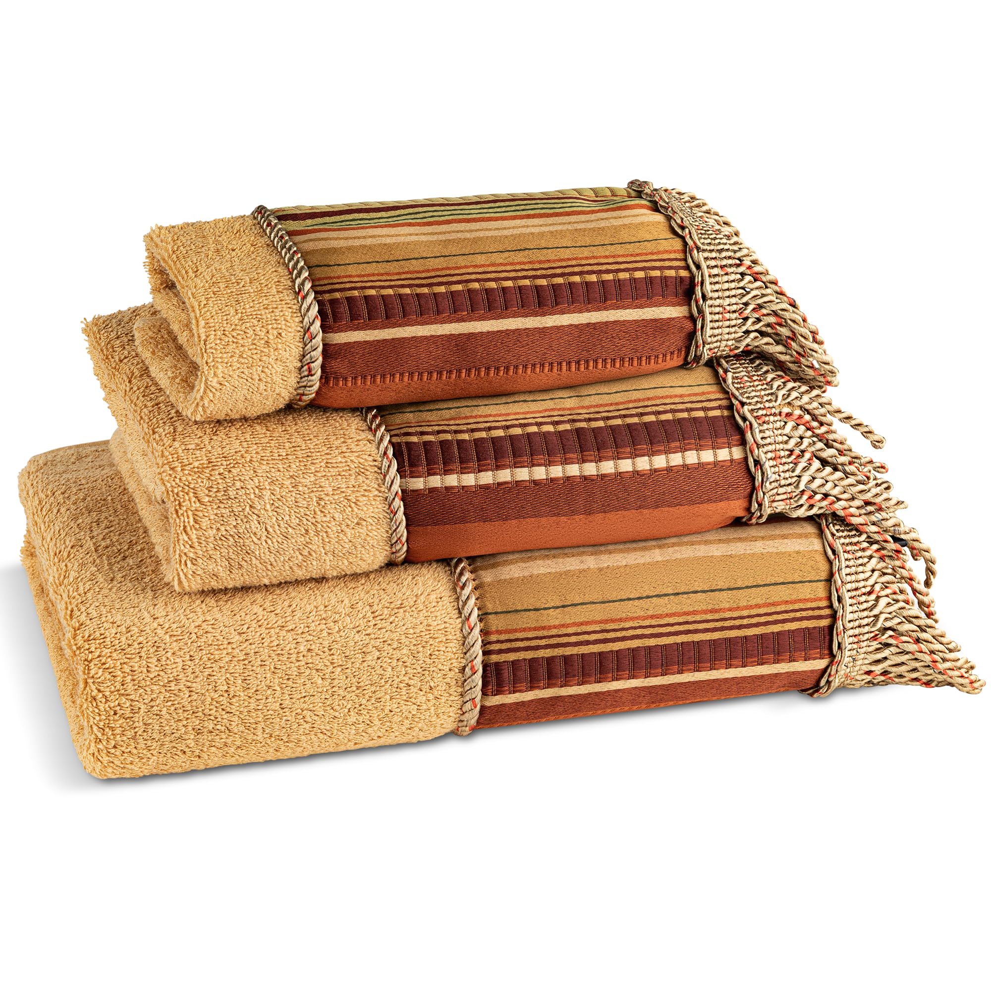 Zahari Home Contempo Modern Bathroom Towel Set - 3 Piece Set, Bath Towel, Hand Towel and Wash Towel - Classic Luxury Contemporary Decor - Beautiful Bath Ensemble - Unique Striped Pattern