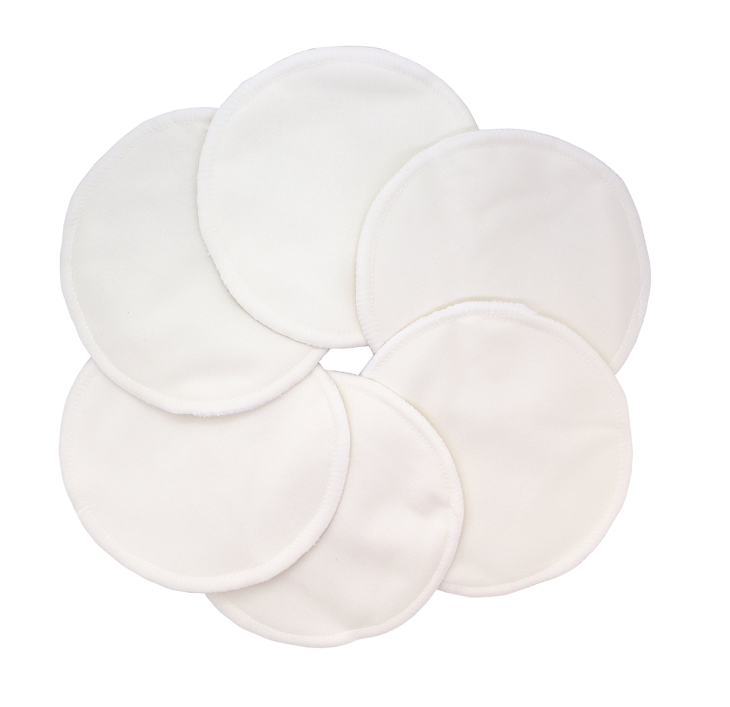 Washable Natural Bamboo Breast Pads - Pack of 6 (Natural Colour)
