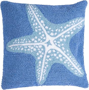 C&F Home Starfish Seas Hooked Accent Throw Pillow 18" x 18" Versatile Summer Nautical Coastal Beach House Home Living Room Sofa Couch Chair Bed Bedroom Decor Decoration 18" x 18" Blue