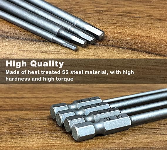 Hex Head Allen Wrench Drill Bit Set 1.5, 2.0, 2.5 & 3.0mm Upgrading of S2 Steel 1/4 Hex Shank 3.9 Long for Screwdrivers Bit Electric Screwgun/Power Drill RC Repair Working