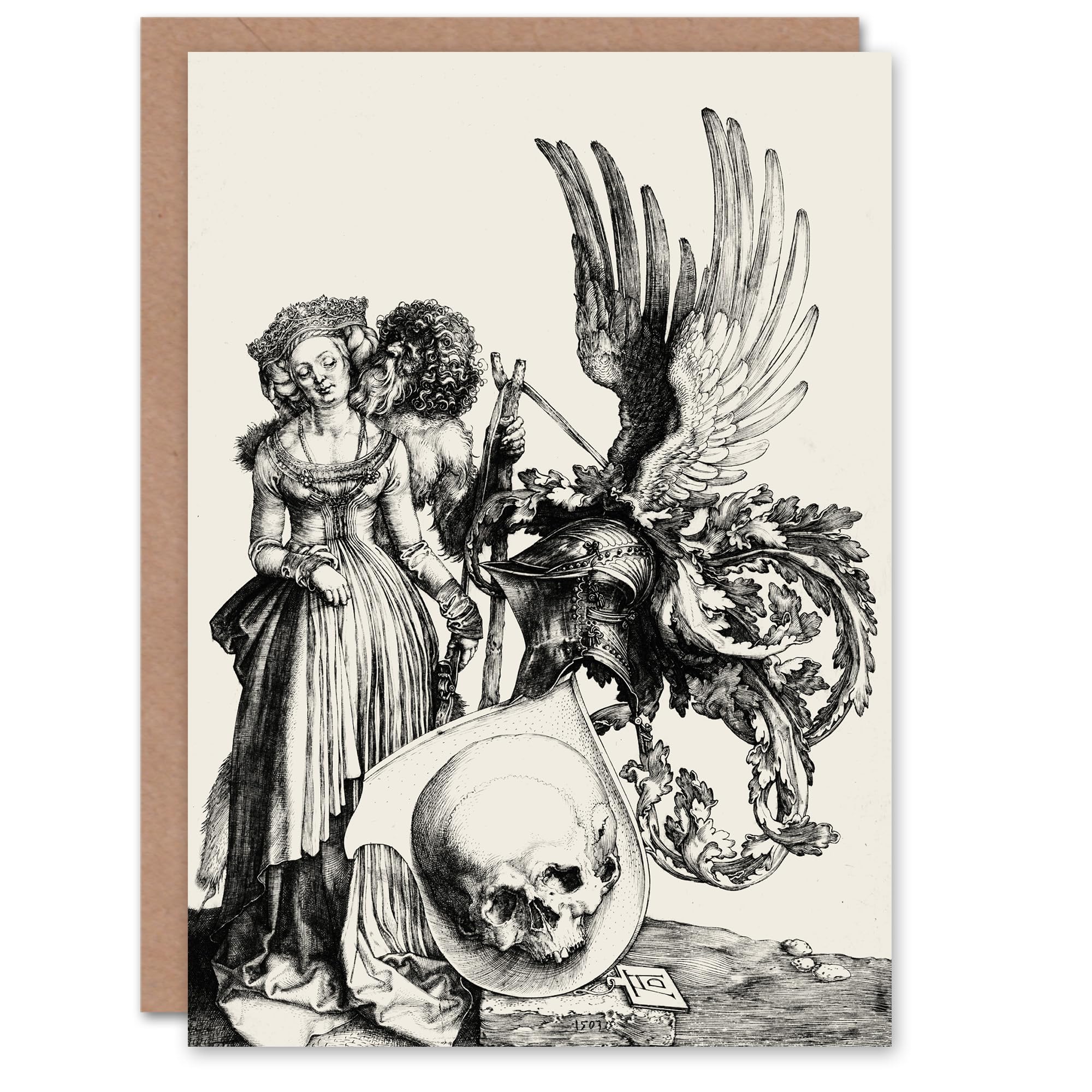 Artery8 Albrecht Durer Art Card Coat of Arms with a Skull