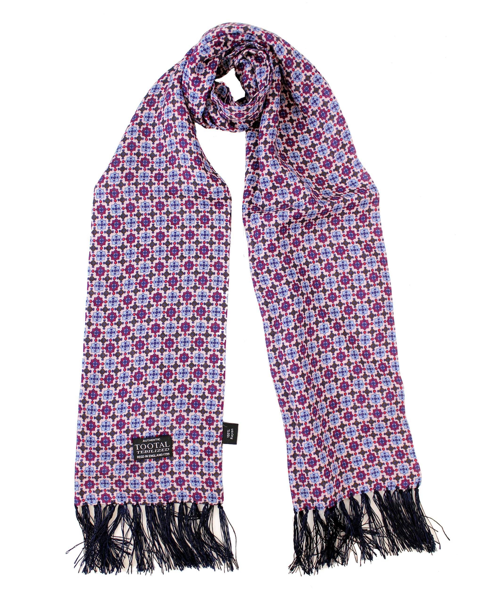 Tootal Mens Rayon Retro Mod Scarf (Burgundy and Blue)