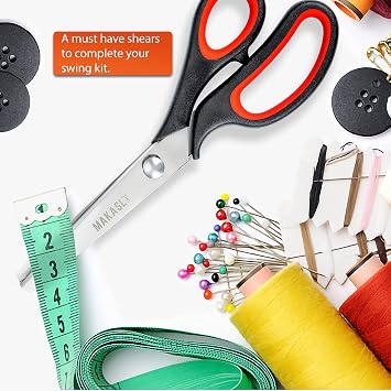 Pinking Shears - Fabric Craft Scissors with Decorative Edge, Zig Zag Blade, Professional Sewing Shear for Fabric/Leather/Paper (Red)
