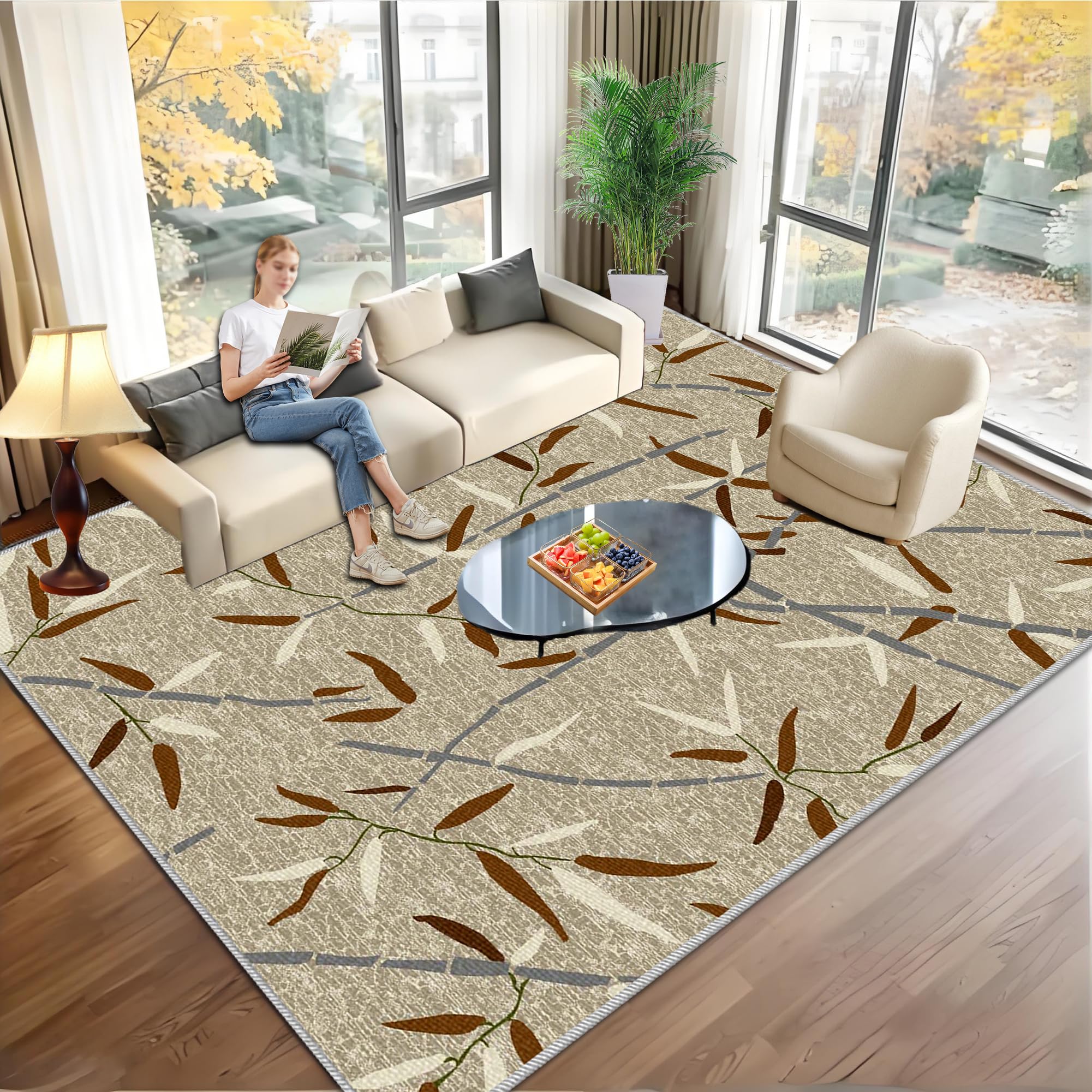 Grand tapis salon 140x150 lavable et antidérapant pour chambre et bureau
