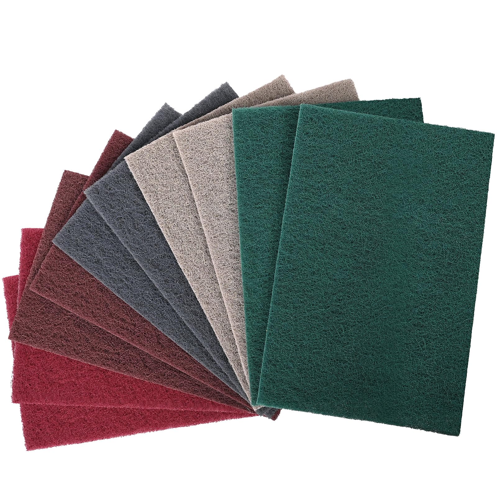 PMIQSA 10er Schleifvlies Pads 150x230mm Set, Schleifvliesmatte 5 Körnung 400/600/800/1000/2500, für Metall Holz Edelstahl SchleifenPolieren, Reinigungsvlies