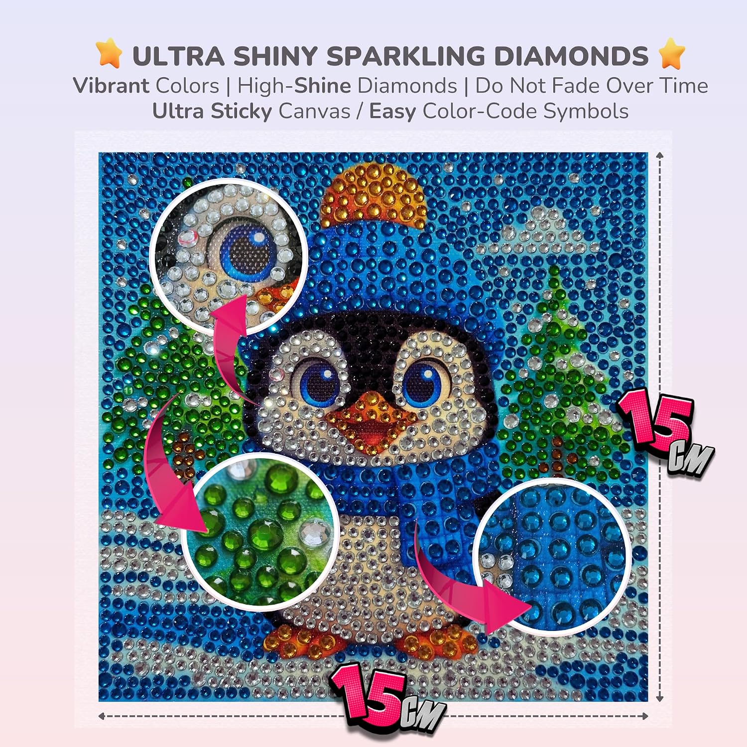 WORLDLYFY 6 Pack Diamond Painting Kit for Kids, Cute Animal Diamond Art & Crafts for Beginners Ages 8-12, DIY Gem Art Activity, Screen-Free, Wall Decoration, 6x6 Inch
