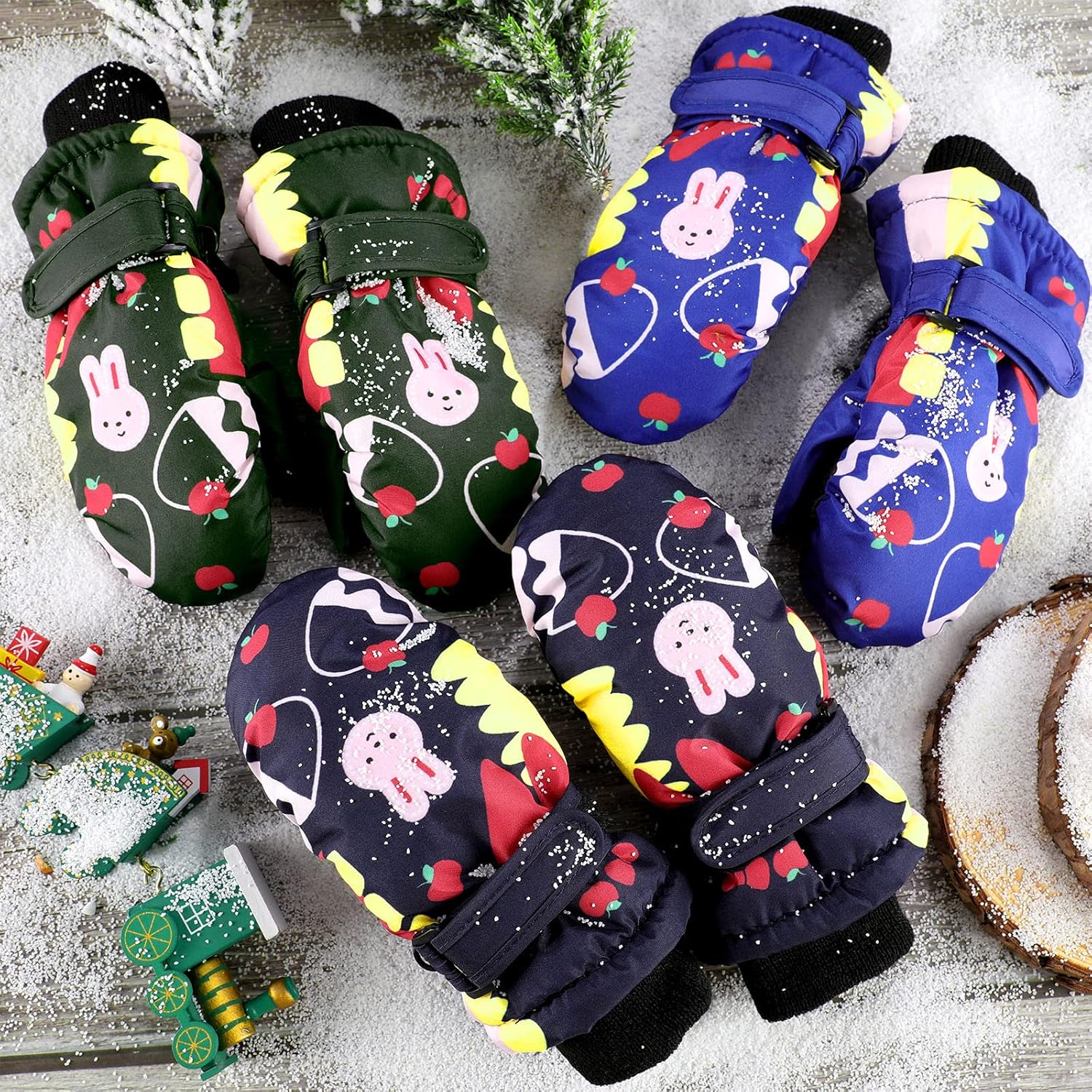 3 Pairs Winter Kids Mittens Snow Gloves Thick Ski Mittens Warm Waterproof Windproof Mittens for Skiing Riding - Image 6