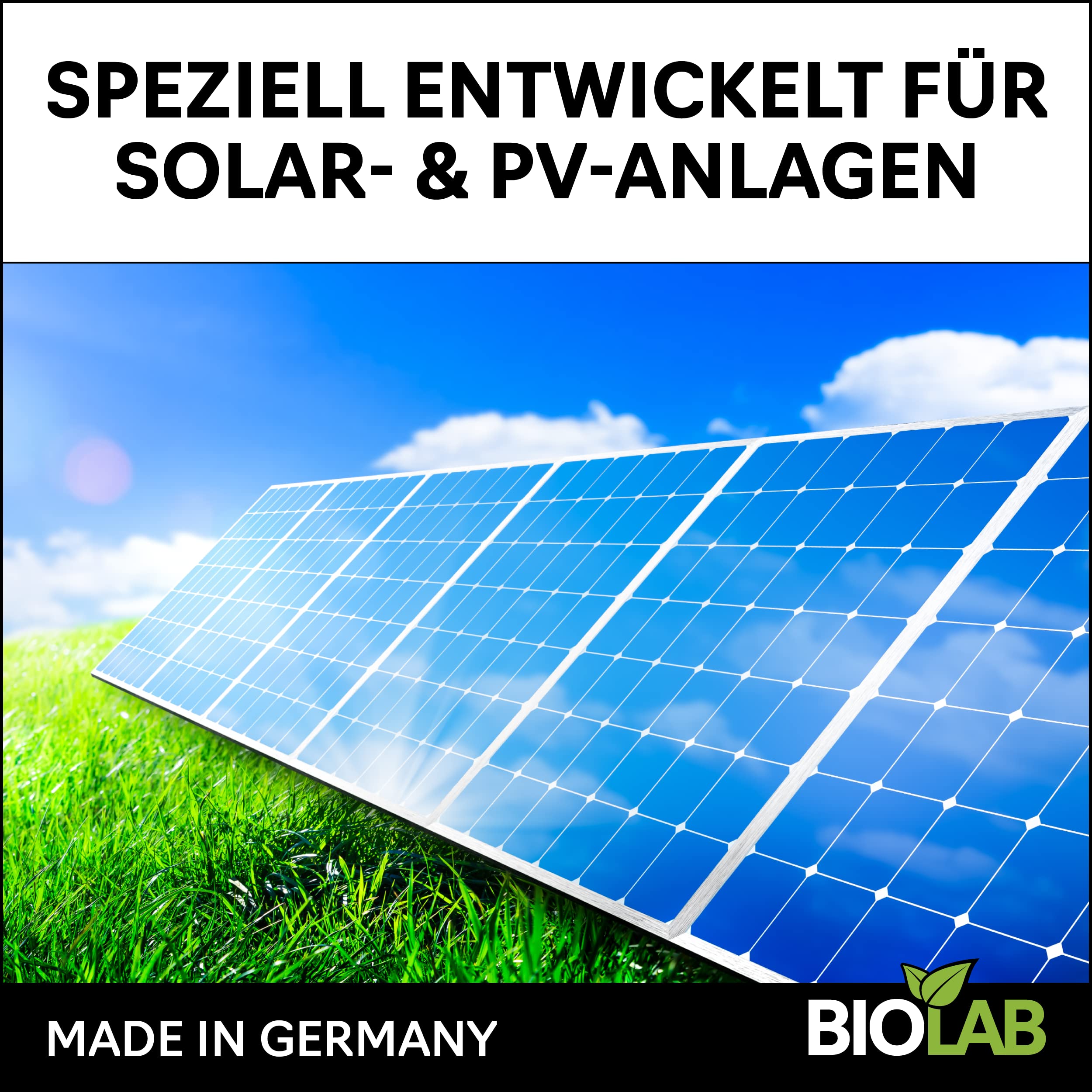 BIOLAB Detergente solare e fotovoltaico concentrato 1:20 (2 x 1 litro) per la pulizia di impianto solare, impianto fotovoltaico, pannello solare, pannello solare, impianto fotovoltaico, impianto