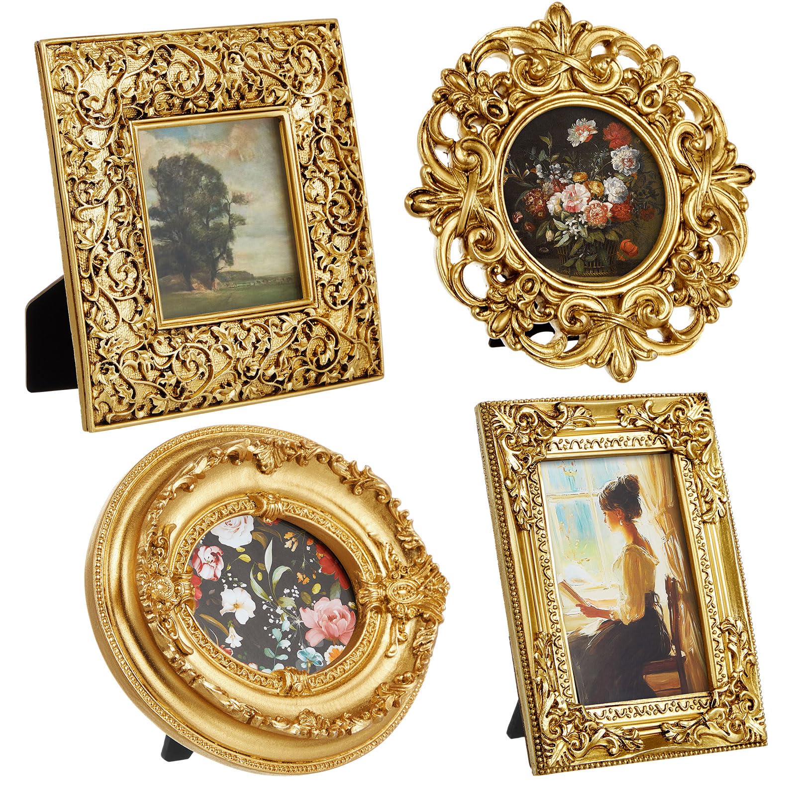 Amazon.com - Qunclay Vintage Mini Picture Frames Set of 4, Round