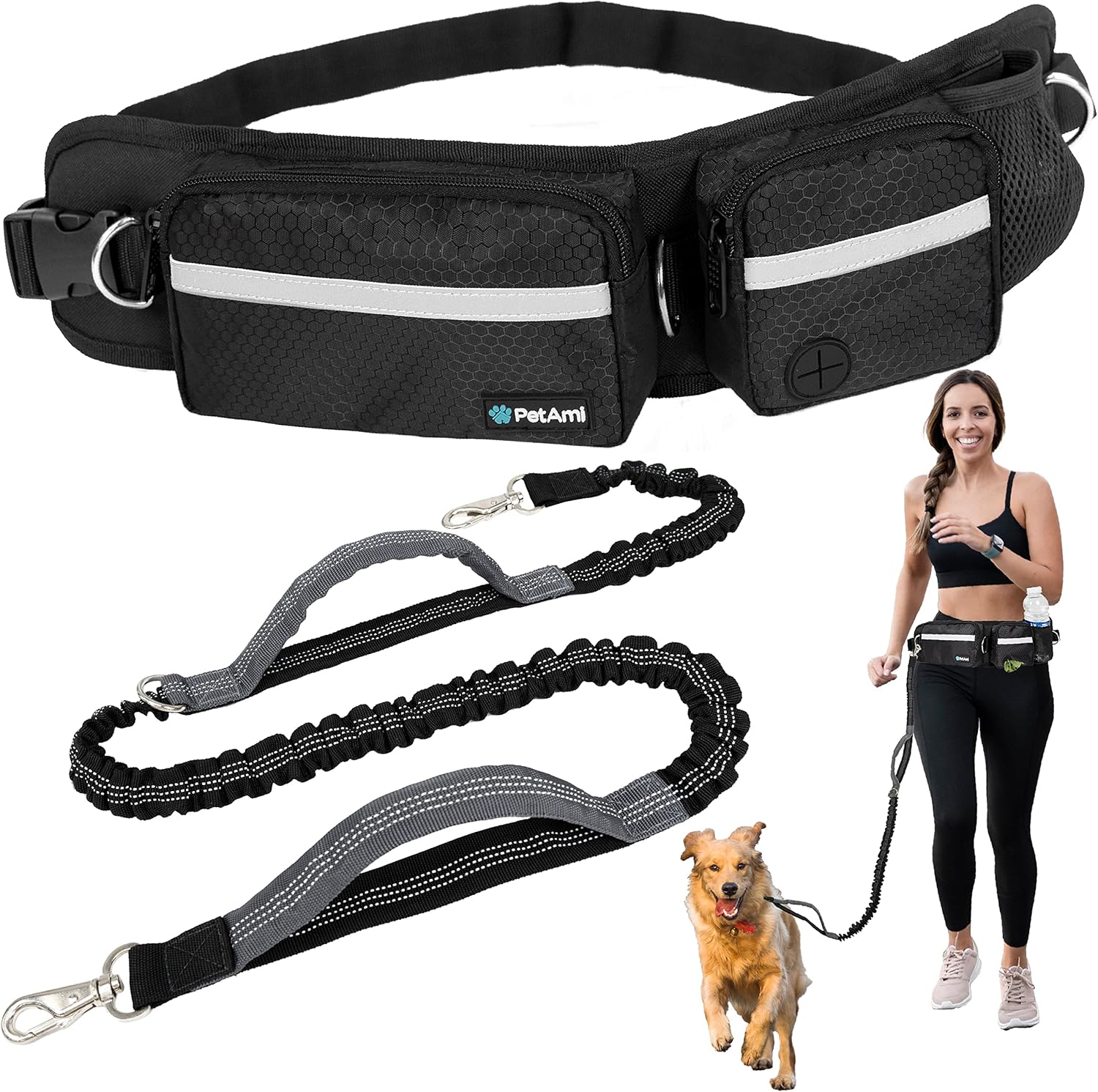 PetAmi Hands Free Dog Leash, Dog Running Leash Belt Bag