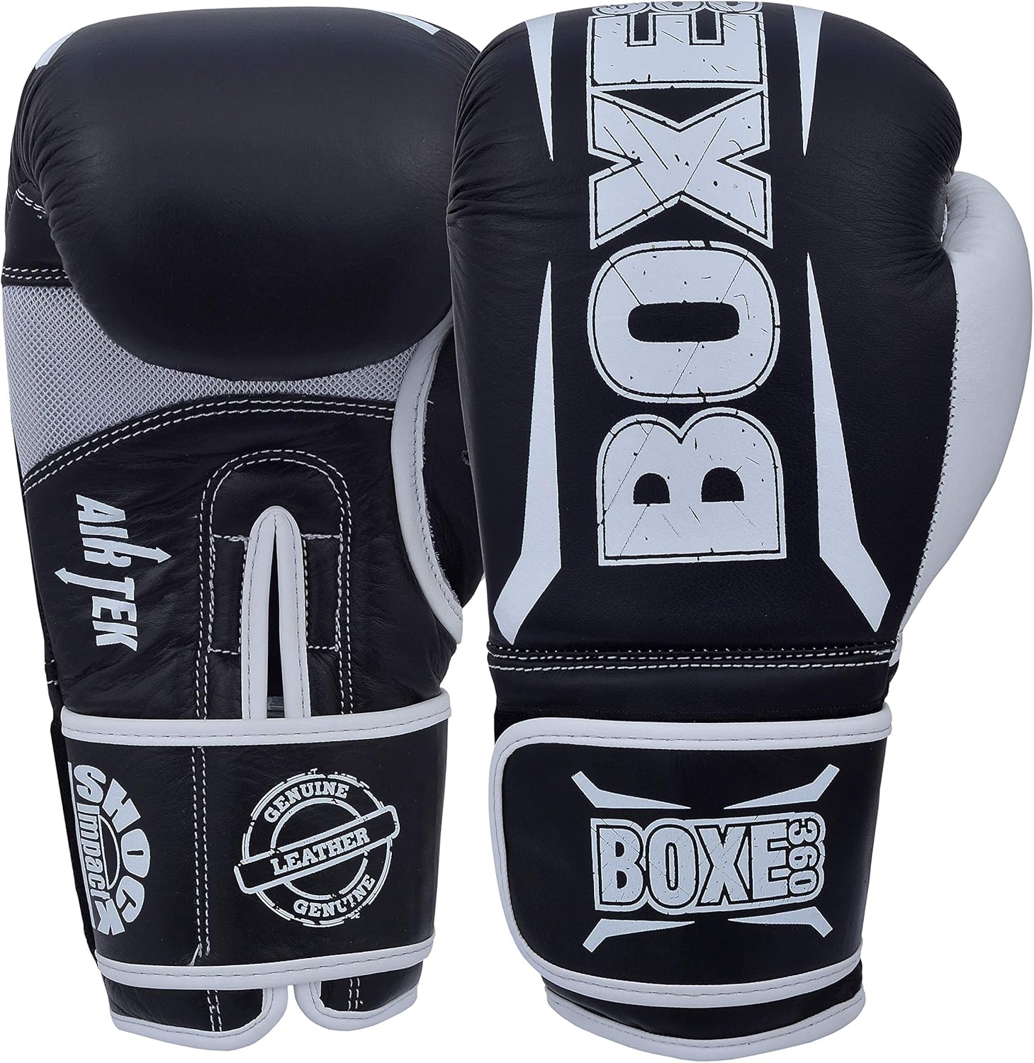 Boxing Gloves | Genuine Cowhide Real Leather | Muay Thai, Kickboxing, Sparring & Training | Pro Punching Gloves for Men & Women