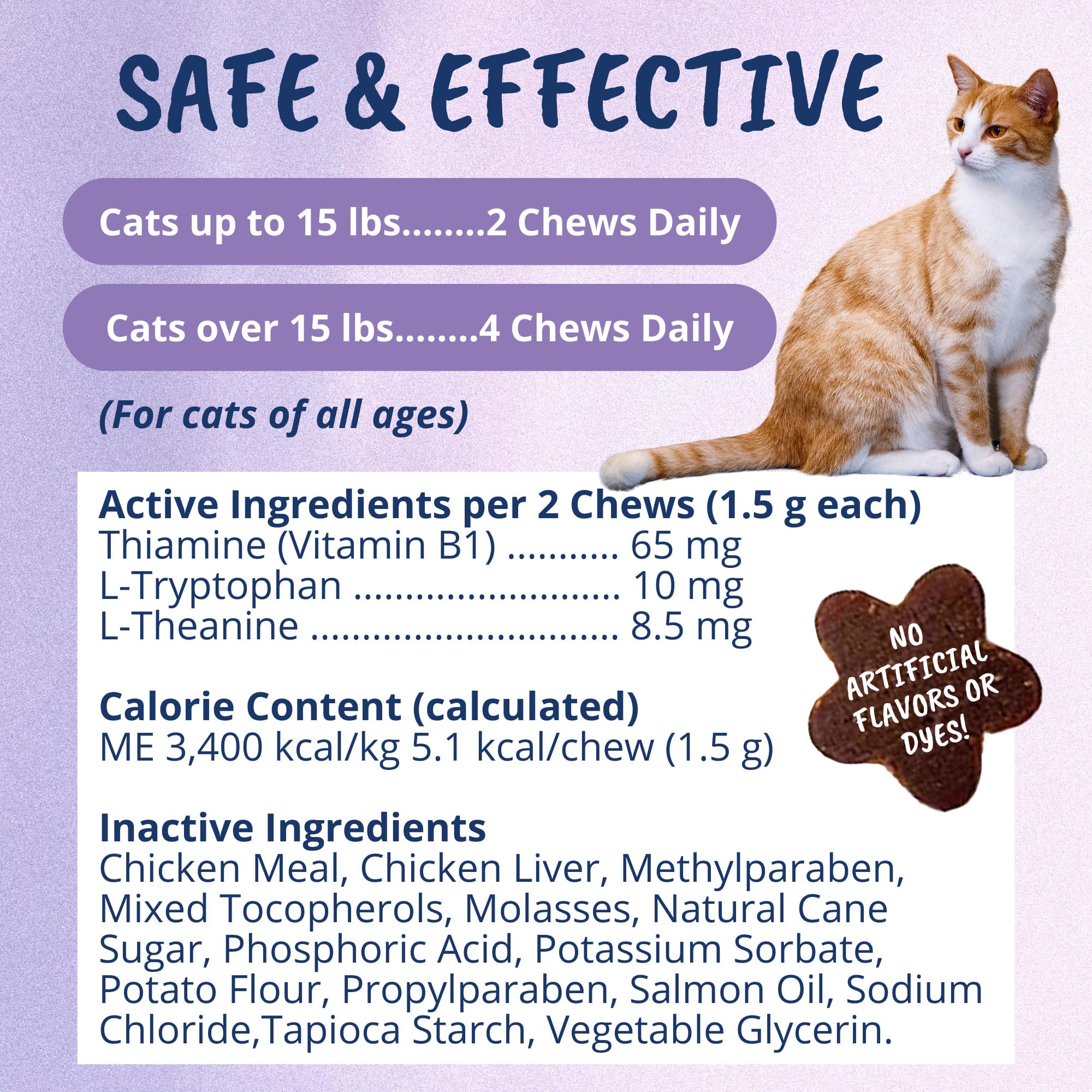 Under the Weather Pets | Natural Calming for Cats, 60 Soft Chews |áIngredients Include Thiamine, Normal Nervous System Function | L-Theanine Relaxation, Sleep | L-Tryptophan an Converted to Serotonin - image 6